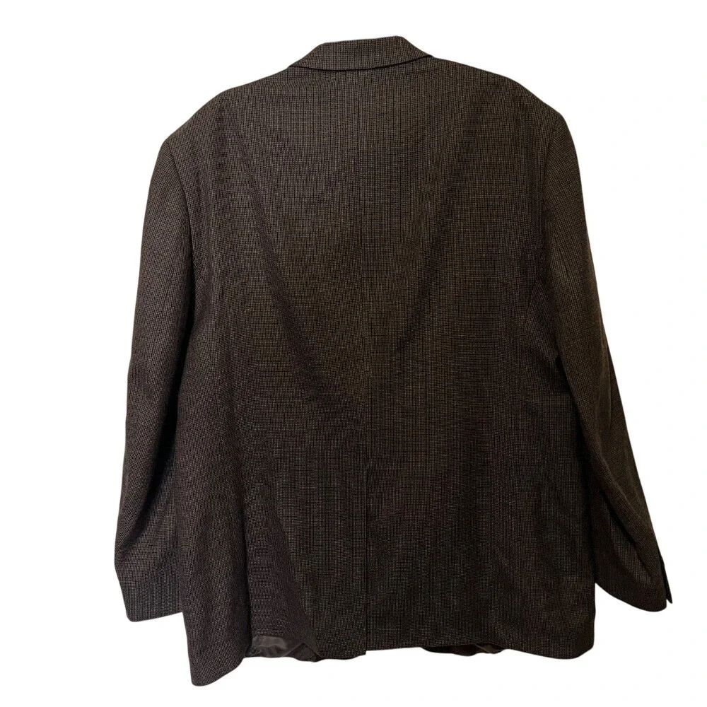 Chaps Brown Plaid Blazer Mens Wool Sport Coat Two‎ Button Jacket Size 48L